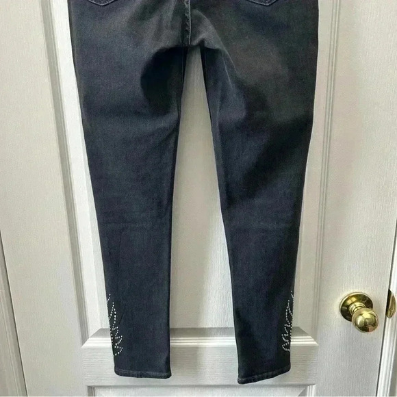 Levi’s 721 High Rise Skinny Jeans Studded Ankle Cropped Washed Black Size 26 - Picture 11 of 16